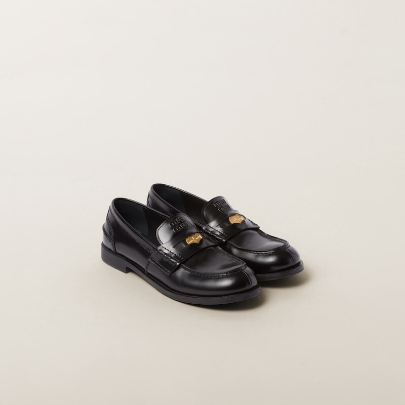 Лоферы из матовой кожи Miu Miu, черный