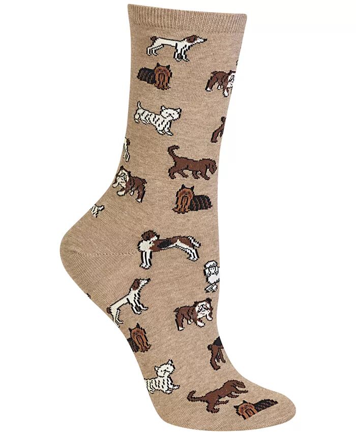 

Женские носки с изображением собак Hot Sox, коричневый/бежевый