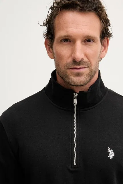 Худи мужское с молнией DHM LB 1/4 ZIP U.S. Polo Assn., черный — фото 4