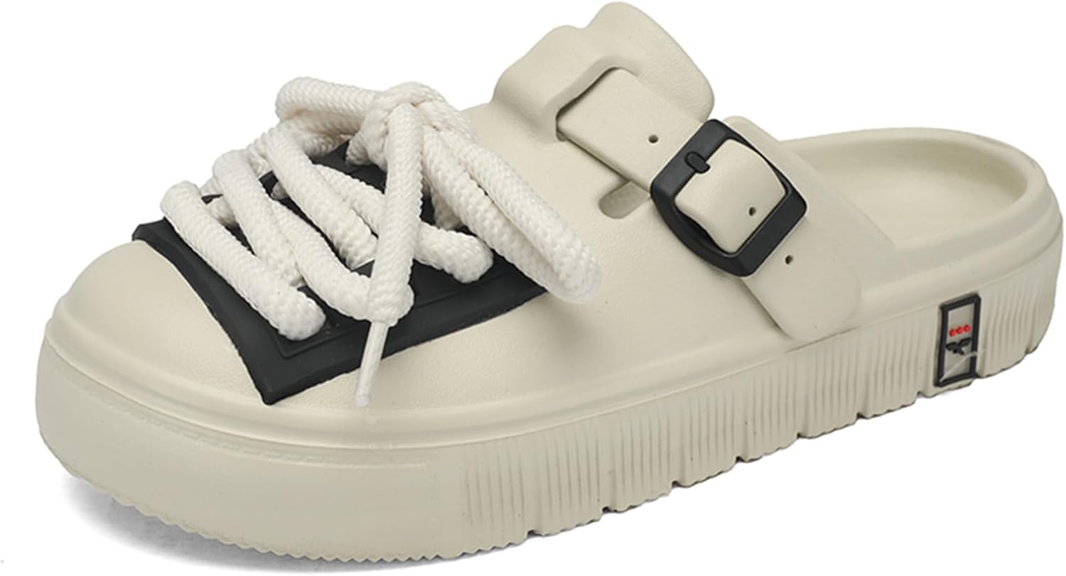 

Унисекс сабо на платформе с застежкой-баклей и шнуровкой, с закрытым круглым носком, легкие, мягкие и удобные, с текстурой, подходящие для повседневной прогулки, пляжа, дома, вечеринки, похода по магазинам или работы в саду Psieicwm, зеленый