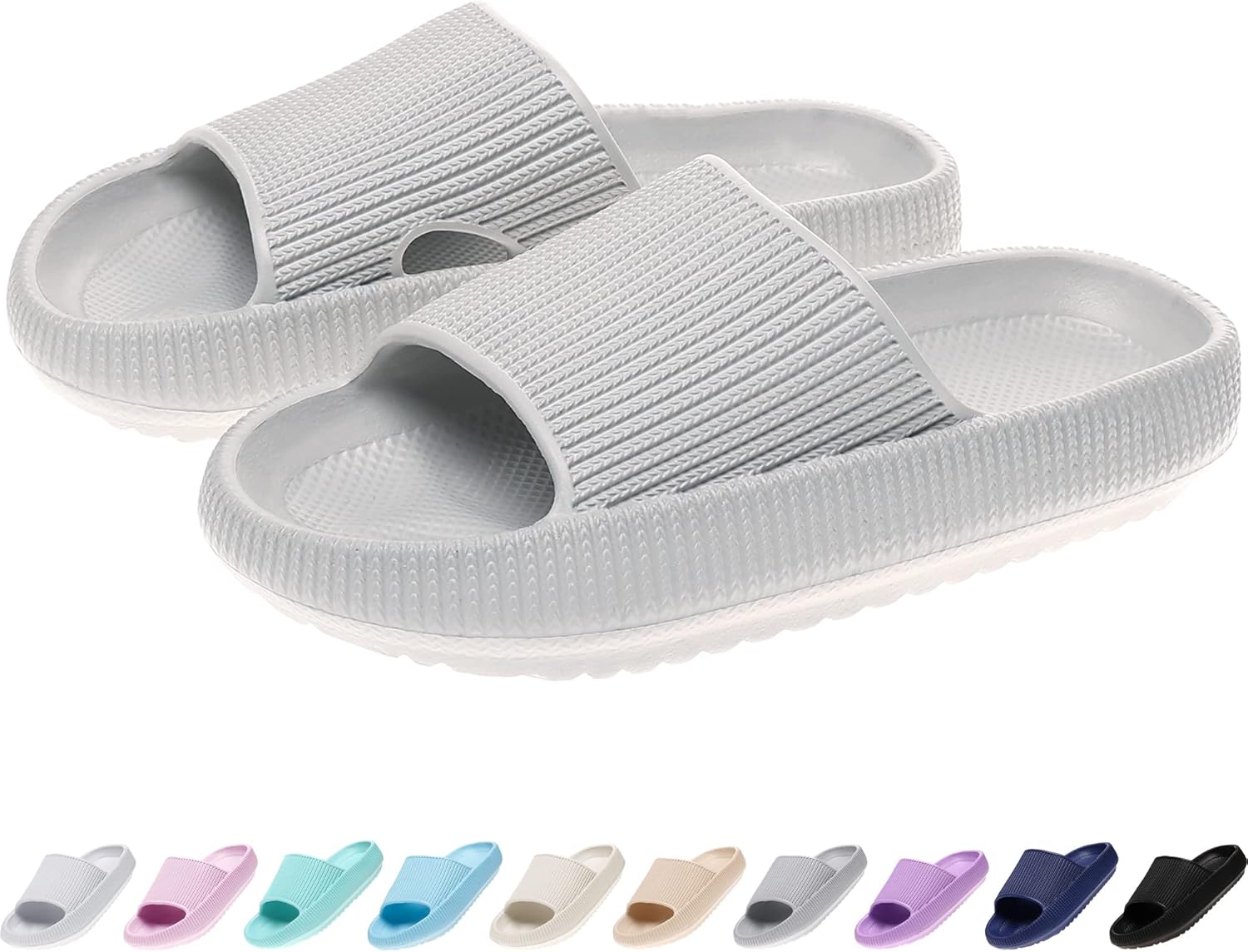 

Детские тапочки-подушечки rosyclo Cloud Slides, нескользящие, с открытым носком, мягкие, удобные, с толстой подошвой, для дома и улицы, серый