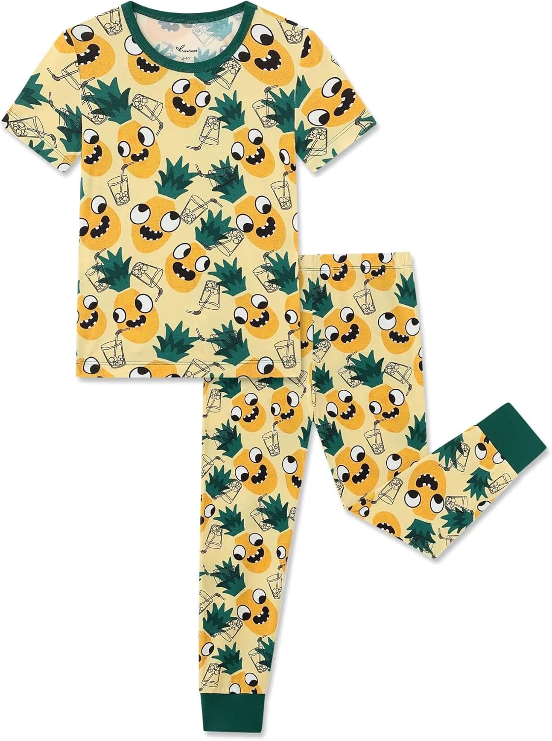NewSeed Детский комплект из двух предметов So Soft Playtime - легкий топ с коротким рукавом из вискозы и бамбукового волокна и леггинсы для малышей (мальчиков и девочек), Pineapple