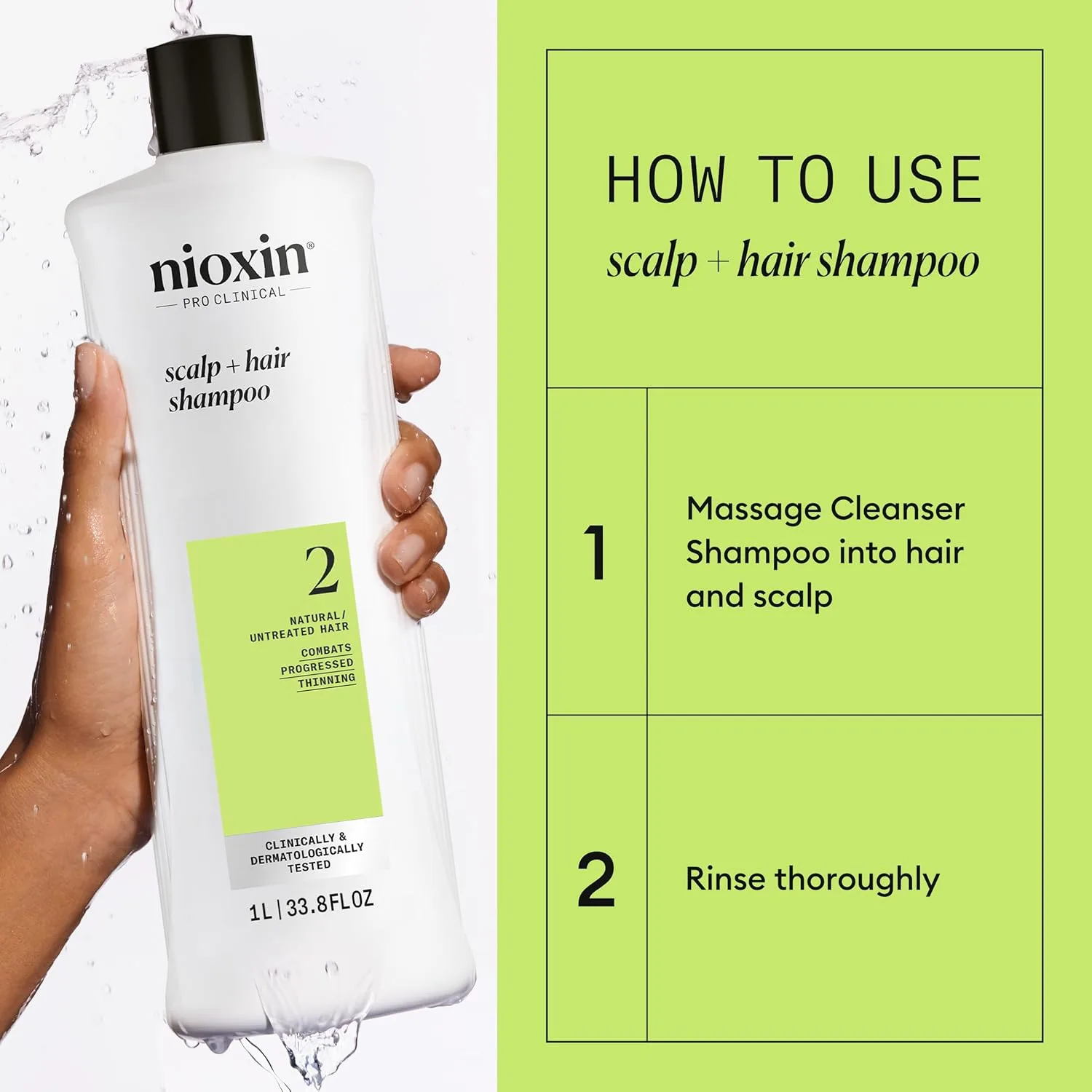 Nioxin System 2 для натуральных волос с очищающим шампунем для проблемных волос и кондиционером для кожи головы — фото 3
