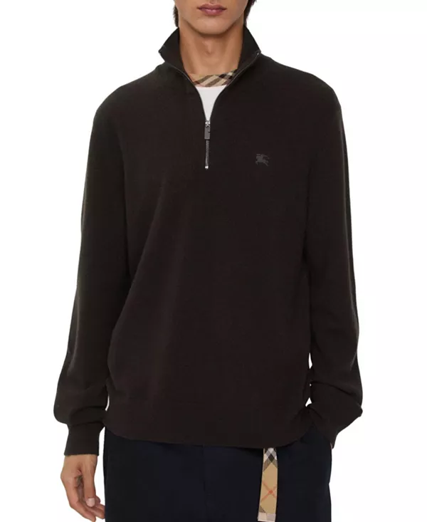 

Свитер с застежкой-молнией на четверть длины из смеси кашемира Burberry, коричневый