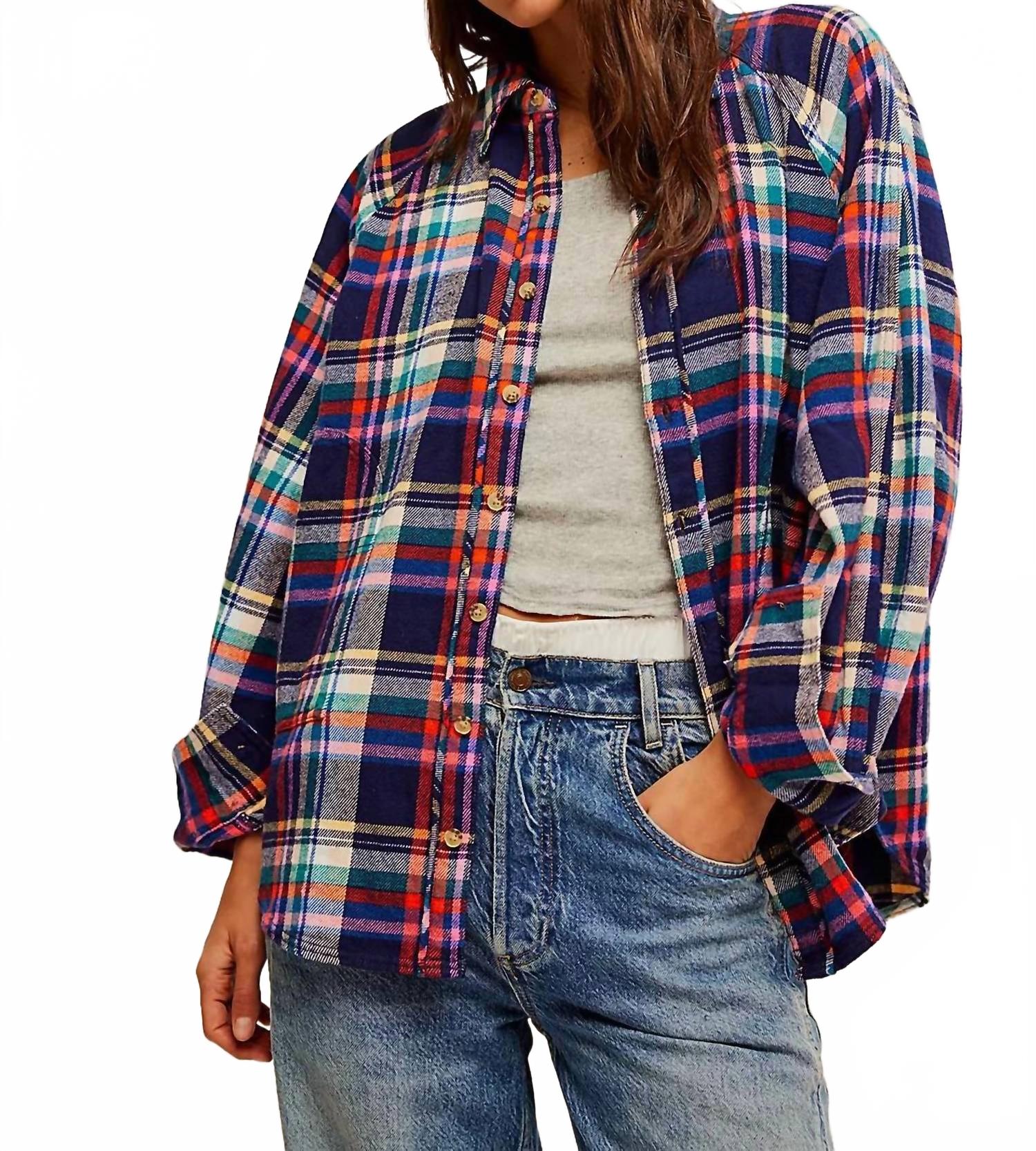 

Рубашка в клетку Girl Meets Boy Combo Marine Free People, Combo Marine