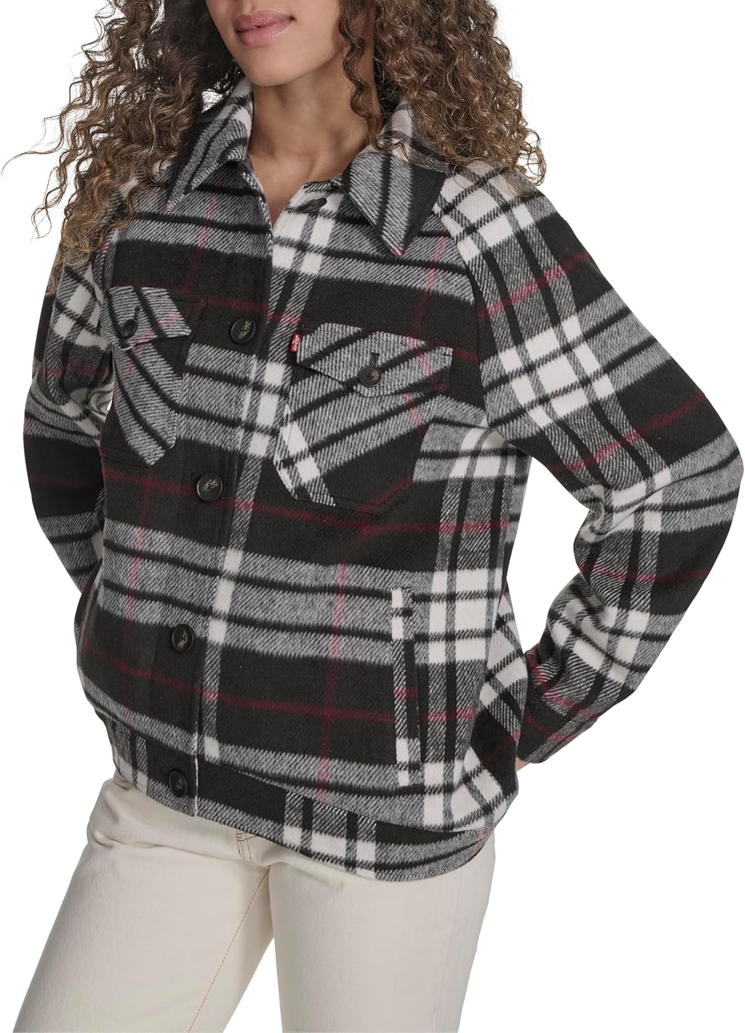 Женская куртка-рубашка Zoe Relaxed Wool Plaid Shirt Jacket Levi's, Port Combo — фото 3