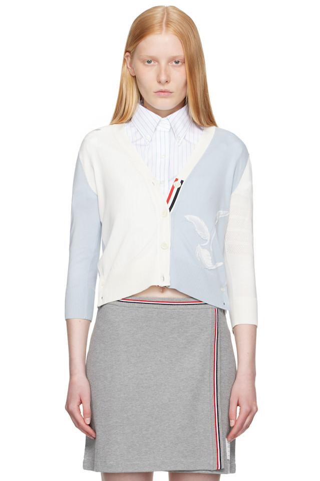 

Кардиган Funmix с ажурным узором пера Thom Browne, синий