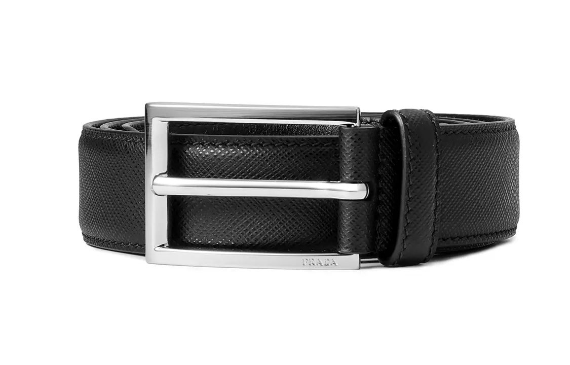 PRADA Мужской кожаный ремень из коровьей кожи черный шириной 3 см, Black — фото 4