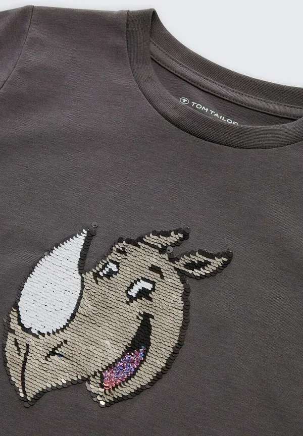 Футболка Tom Tailor t-shirt mit wendepailletten print, темный городской серый — фото 3