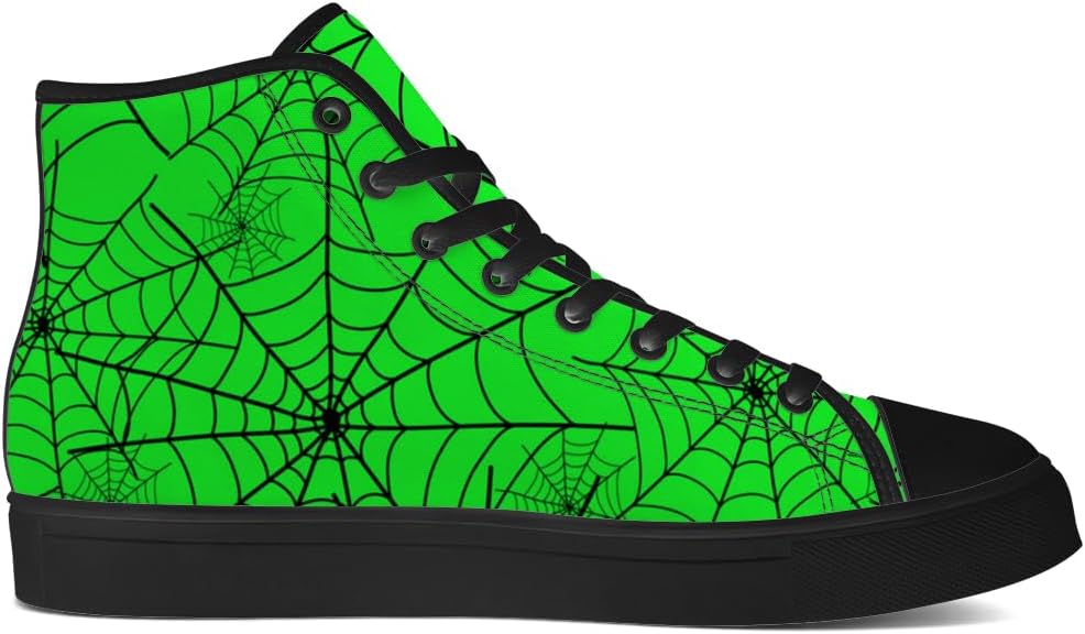 Кеды на высокой платформе chebing Spider Web из холщовой ткани для мужчин и женщин, высокие кроссовки на шнуровке, повседневная обувь, подарок для парня или девушки, зеленый — фото 4