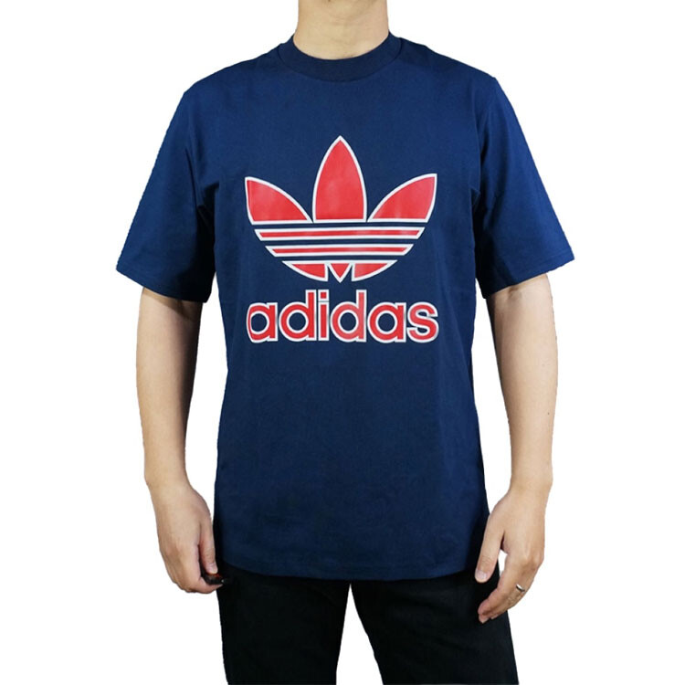 Футболка с трилистником мужская темно-синяя Adidas Originals, темно-синий — фото 2