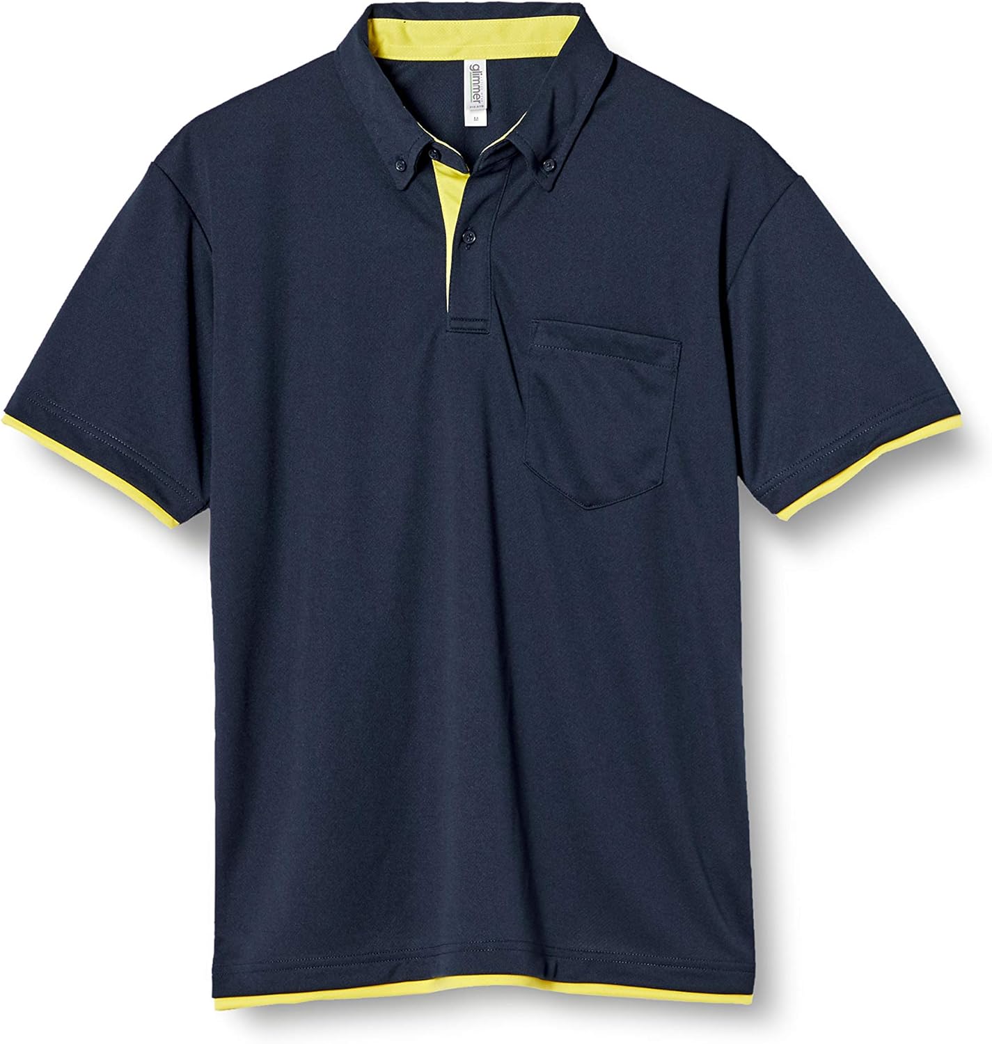 

Мужская рубашка-поло Glimmer 00315-AYB на пуговицах, из быстросохнущей ткани, с коротким рукавом, с карманом, плотность ткани 4,4 унции, темно-синий/желтый