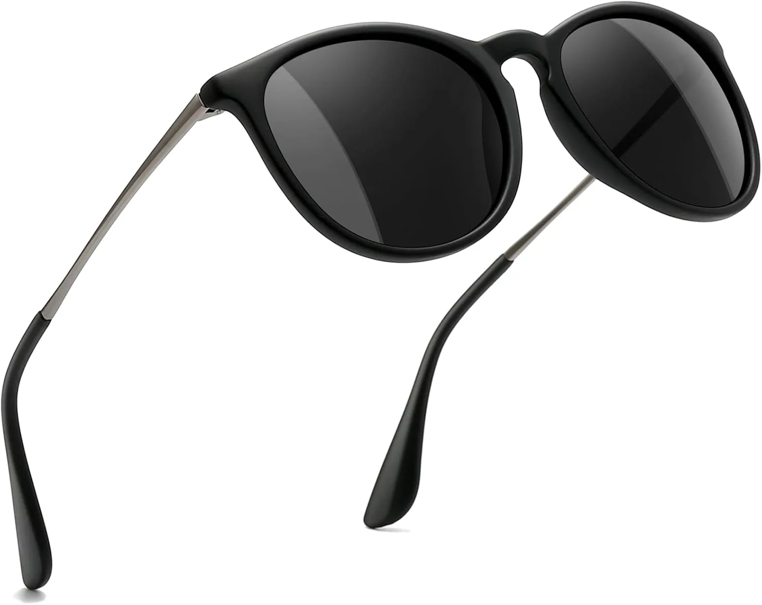 

Винтажные круглые поляризованные солнцезащитные очки для женщин и мужчин, защита от УФ-излучения UV400, классический ретро-стиль RayGaze, Gray Lens/Black Frame