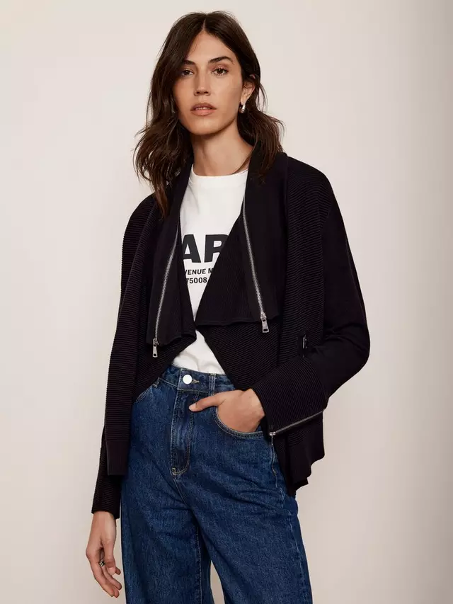 

Кардиган Mint Velvet Zip Detail Waterfall, темно-синий