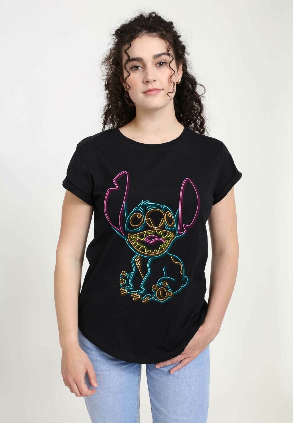 

Футболка с принтом LILO & STITCH NEON STITCH Disney, черный