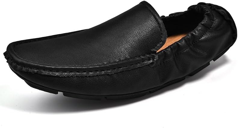 

Мужские лоферы с квадратным носком, из искусственной кожи, стиль вождения, антискользящие, на плоской подошве, гибкие, классические без шнурков Generic, черный