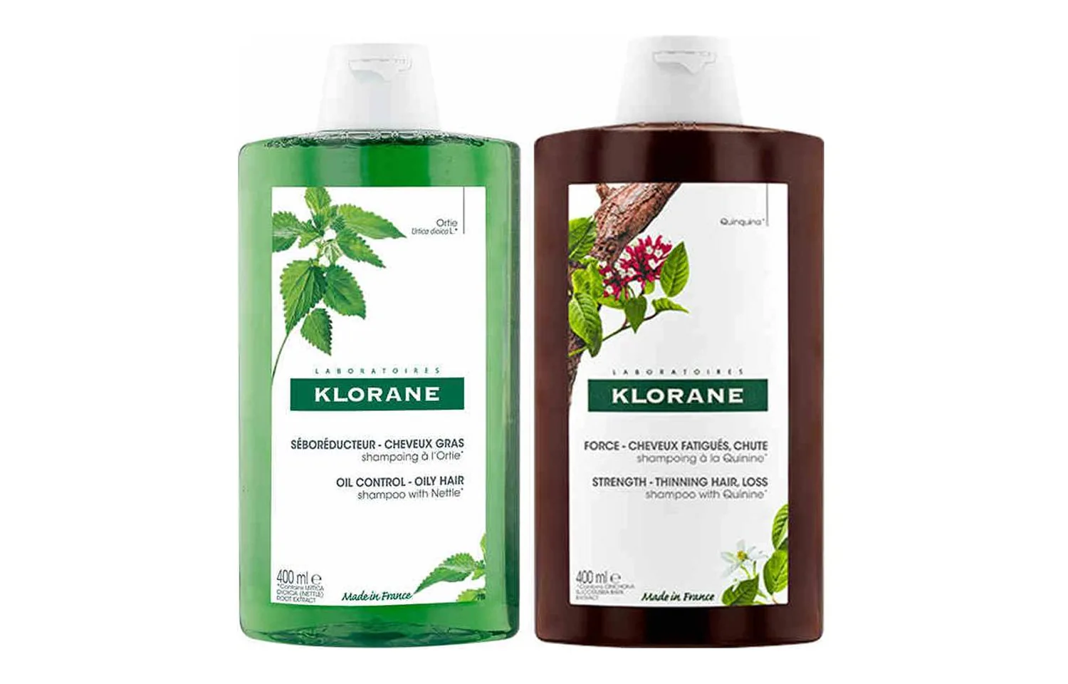 KLORANE Шампунь для контроля жирности Chartreuse 400 мл + 400 мл, Nettle Oil Control Shampoo 400ml+Cinchona Shampoo 400ml