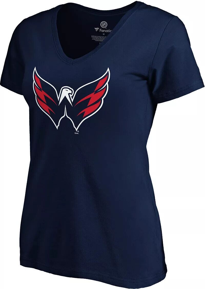

Женская футболка НХЛ Washington Capitals Team из полиэстера темно-синего цвета с v-образным вырезом