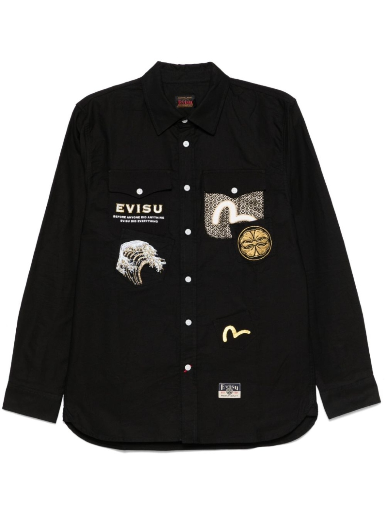 

EVISU рубашка с вышивкой, черный