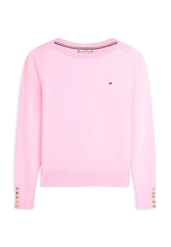 Свитер с золотистыми пуговицами и вырезом-лодочкой Tommy Hilfiger, Rose Petal — фото 4