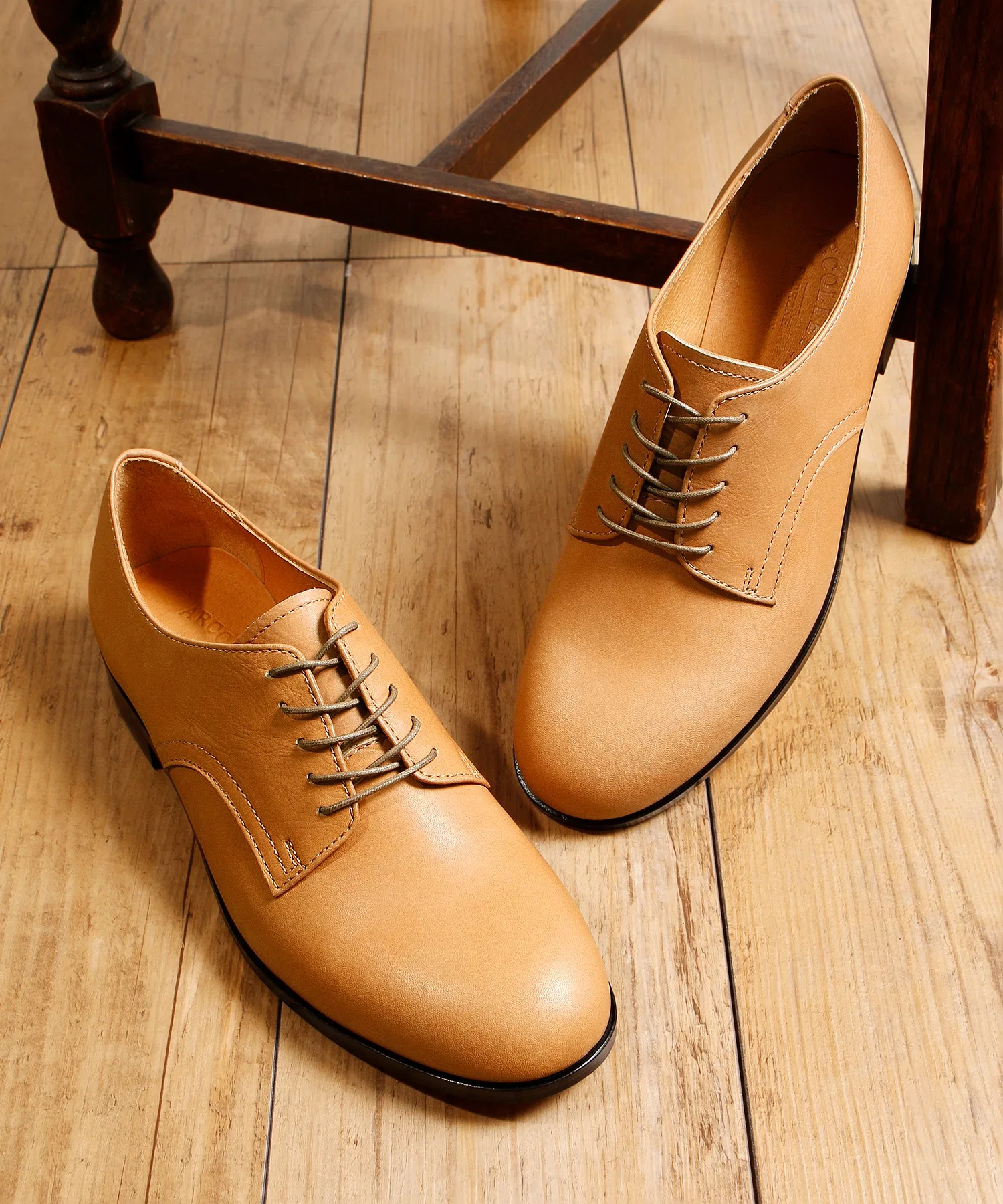 Мужские кожаные туфли PADRONE ARCOLLETTA EX DERBY PLAIN TOE SHOES бежевые