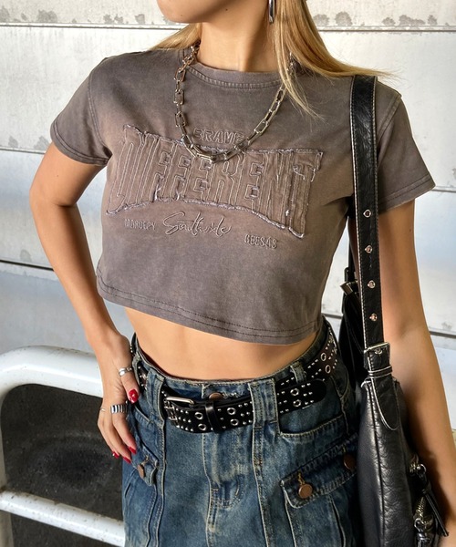 

Футболка укороченная с вышитым логотипом, Bleach Non-hedge, серый