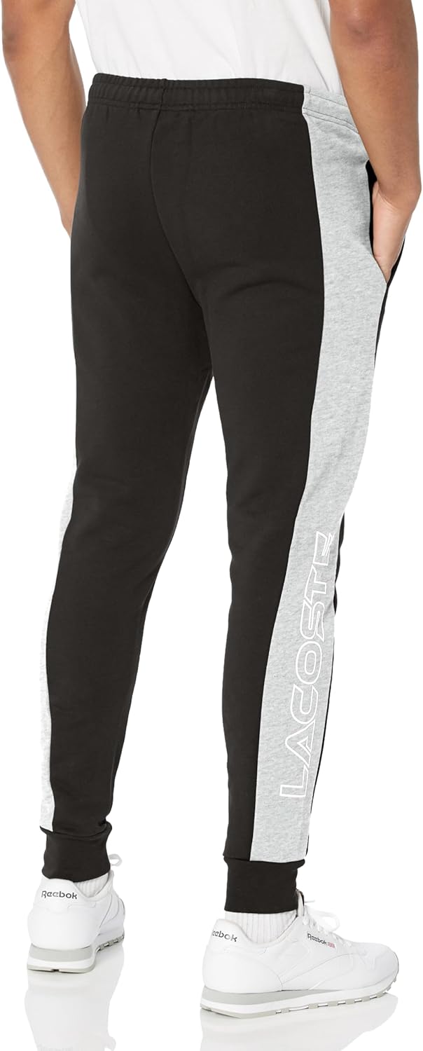 Мужские спортивные штаны Lacoste с надписью на штанинах, Black/Silver Chine — фото 2