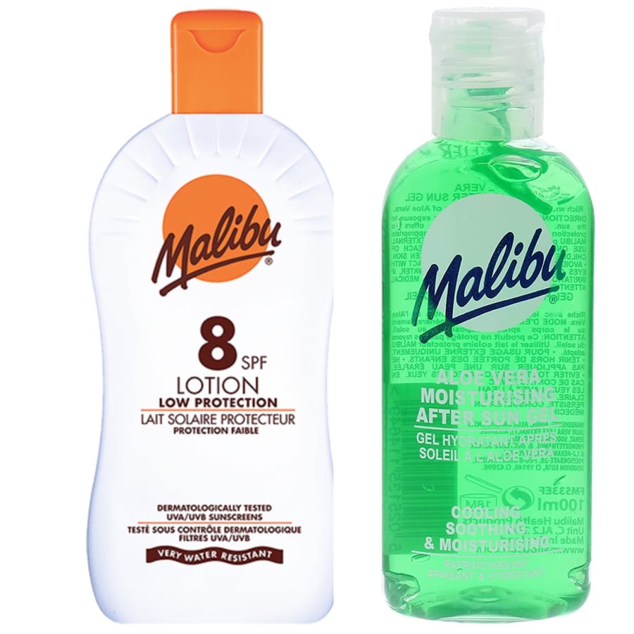 

Водостойкий бальзам Malibu SPF8 100 мл + Алоэ после загара 100 мл