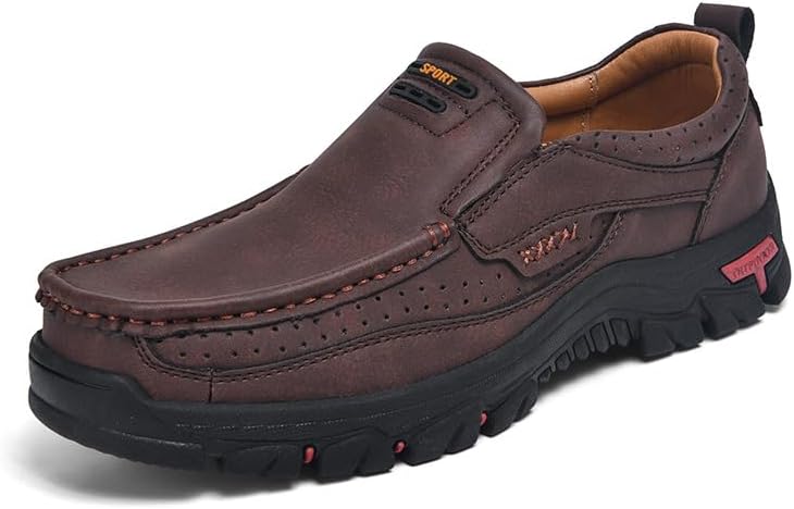 

Мужские слипоны-лоферы на каждый день, кожаная обувь без шнурков, удобные и дышащие, для прогулок, офиса и бизнеса Soft Time Toy, коричневый