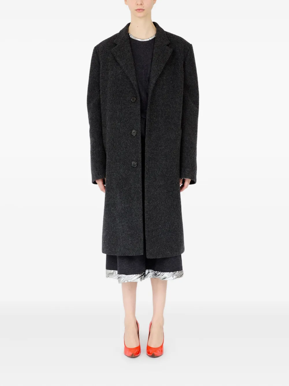 Однобортное пальто с четырьмя стежками Maison Margiela, черный — фото 2