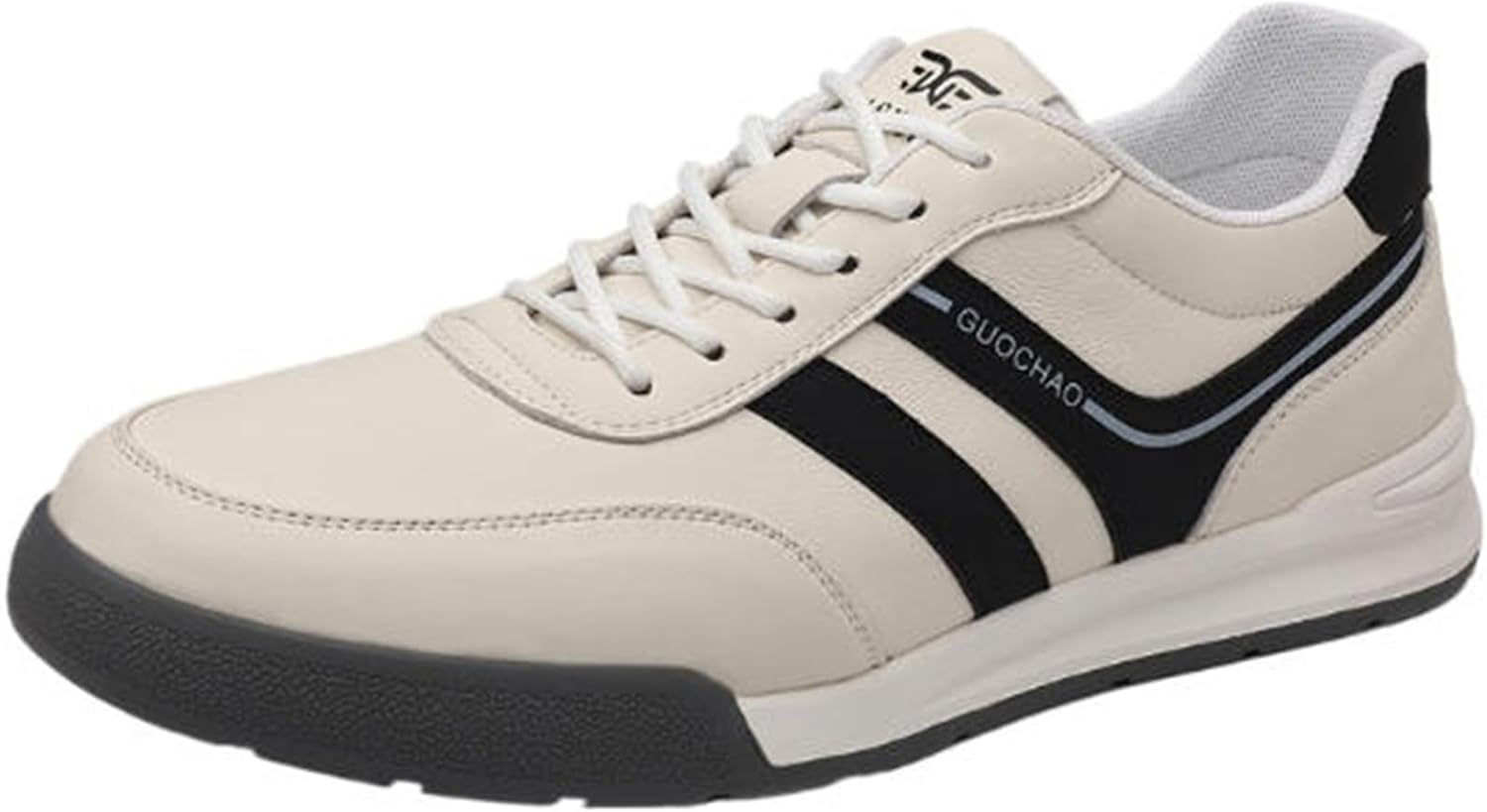 

Мужские повседневные кожаные кроссовки с шнуровкой, плоская подошва, дышащие, легкие, мягкие, противоскользящие, с круглым носком, спортивные, для ходьбы, вождения, ежедневных поездок, прогулок и офиса Houdbdol, белый