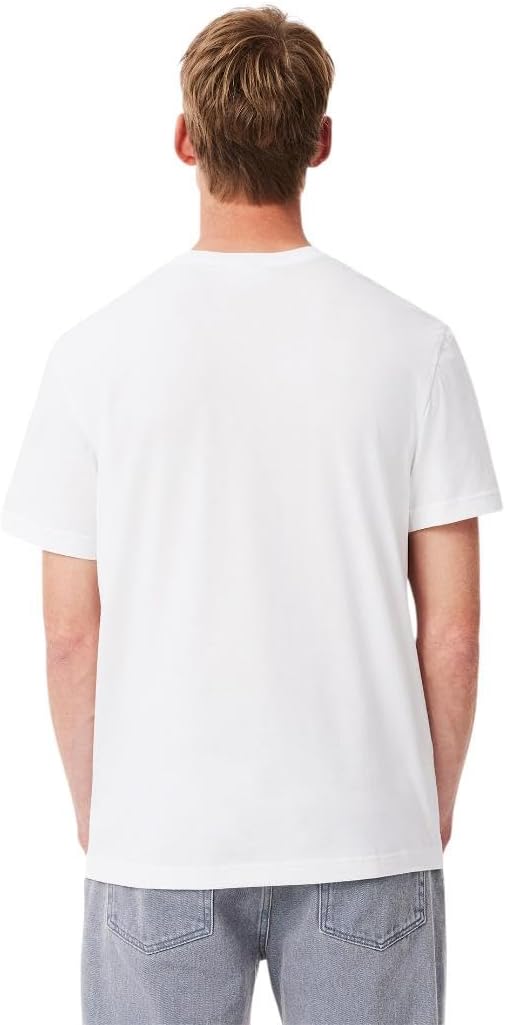 Футболка Lacoste Unisex-Adult, стандартный крой, короткий рукав, круглый вырез, с большой графикой крокодила на груди спереди, White — фото 3