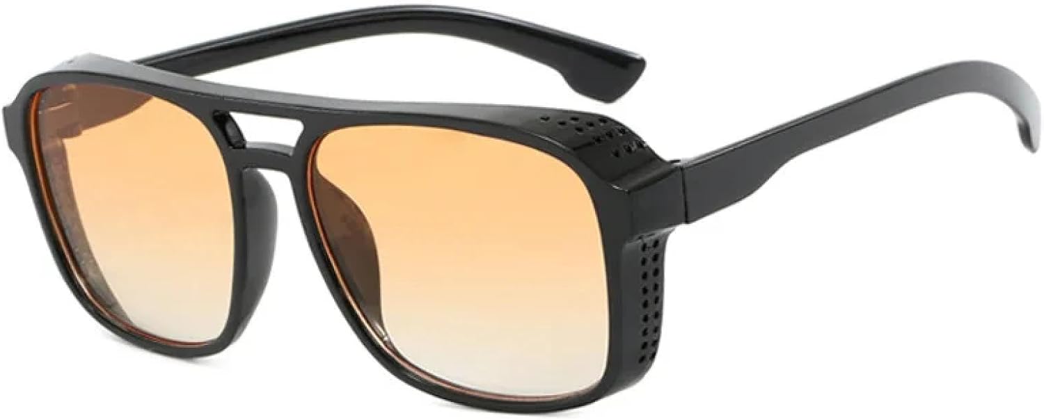 

Ретро-солнцезащитные очки с двойной перемычкой для женщин, модные очки с леопардовым градиентом, трендовые солнцезащитные очки для мужчин с защитой от УФ-излучения UV400 TKKTLLT, Black-lightbrown