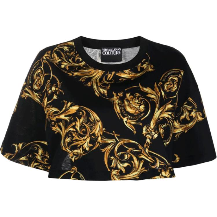 

VERSACE JEANS COUTURE Футболка SS22 женская черная, Черный, VERSACE JEANS COUTURE Футболка SS22 женская черная