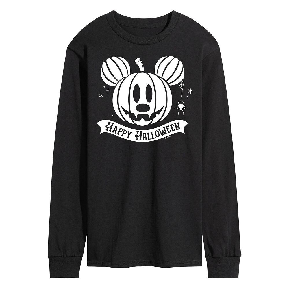

Мужская футболка с длинными рукавами и рисунком тыквы Disney's Mickey Mouse Happy Halloween, черный