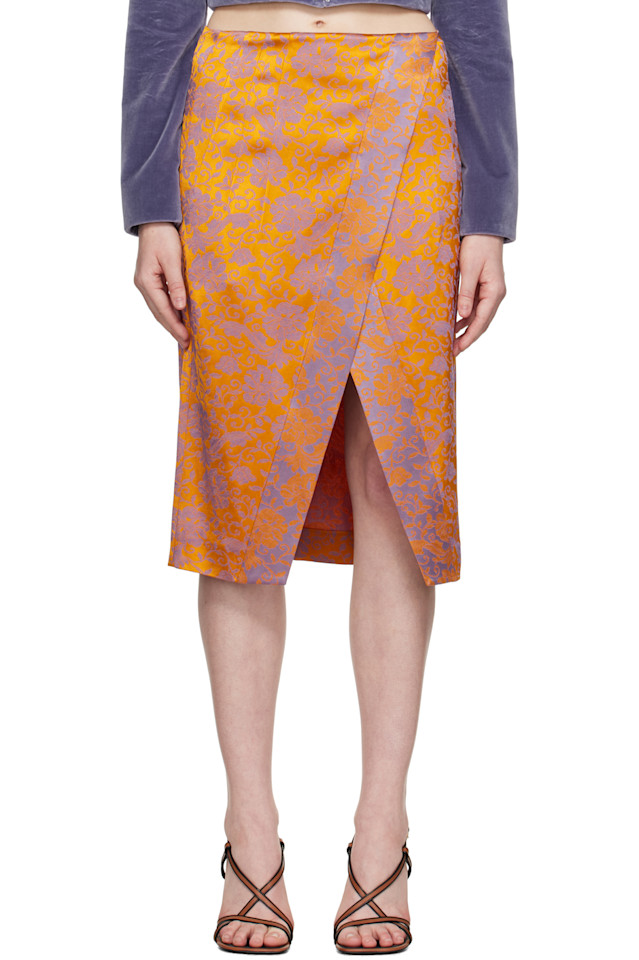

Цветочная миди-юбка Dries Van Noten, цвет mandarin