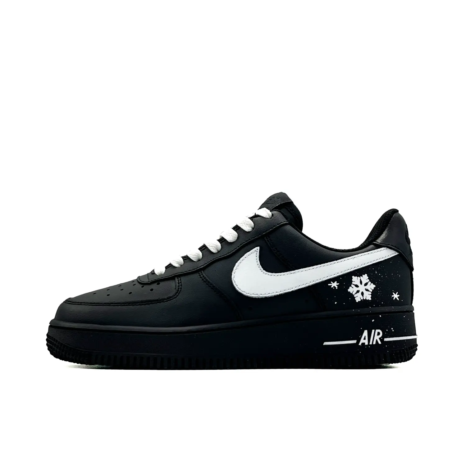 

Air Force 1 Midnight Snowflake устойчивые к истиранию низкие скейтборд-кроссовки Unisex черно-белые Nike, черный