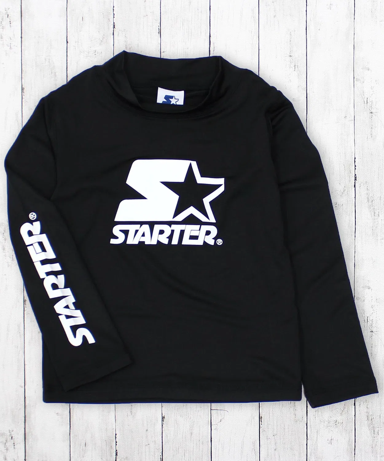 Детская длинная рашгард Starter с логотипом, черный — фото 3