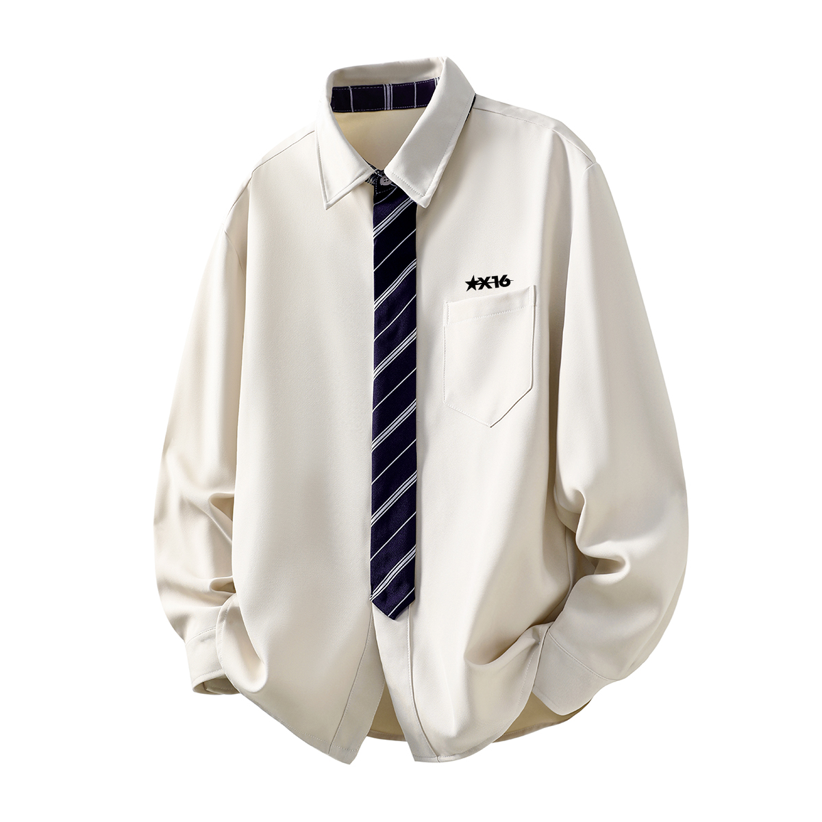 

Рубашка Unisex Lapel Moderate Others X1617, экрю top with print