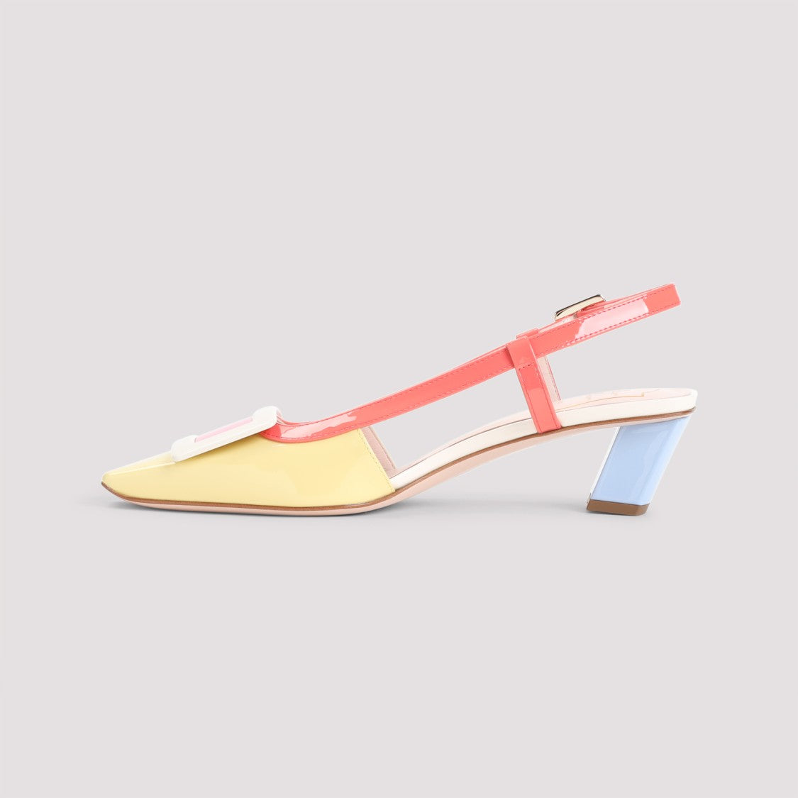Цветные лаковые туфли-лодочки из телячьей кожи Roger Vivier, мультиколор — фото 2