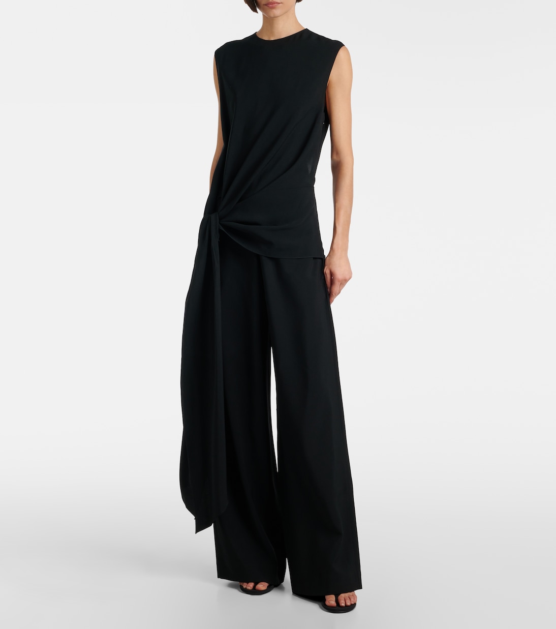 Комбинезон из джерси с завязками и сборками Alaïa, Noir Alaia — фото 2