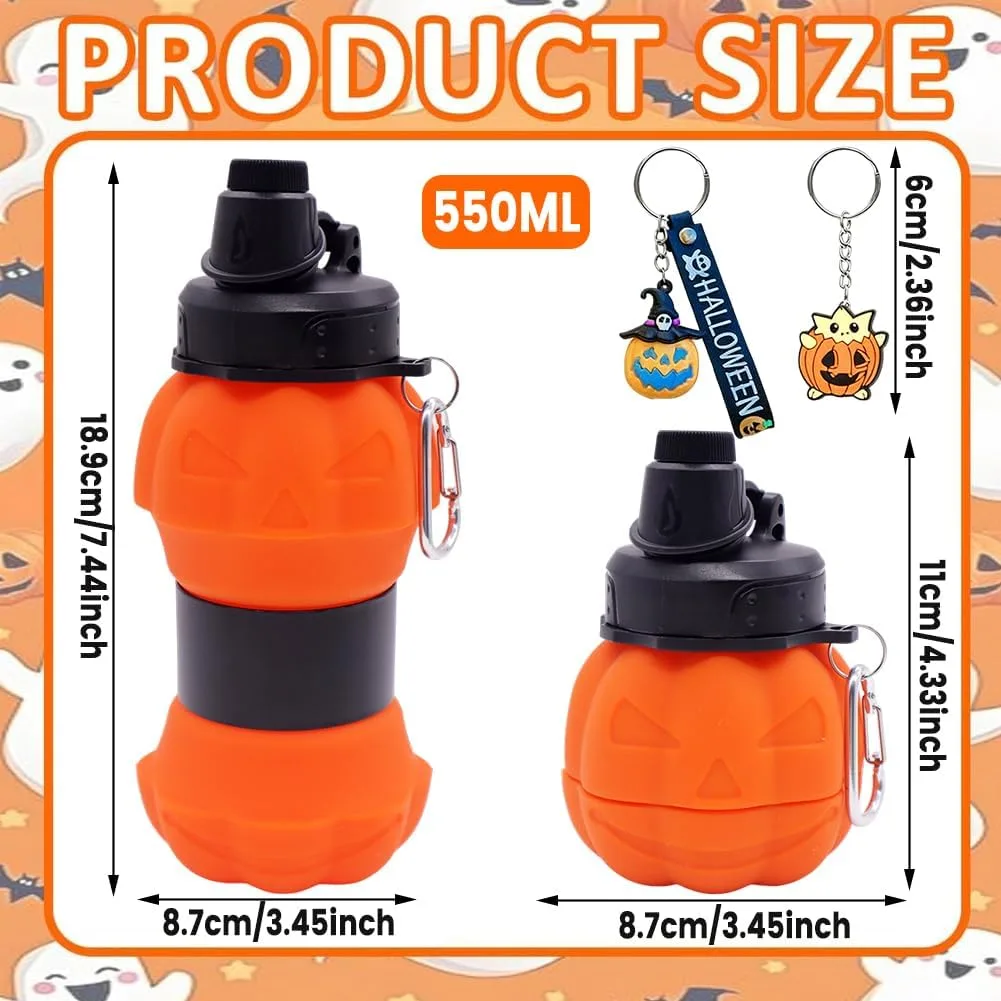Складная силиконовая питьевая кружка Pumpkin 550 мл с брелоком, бутылка для воды на Хэллоуин OPVXZAD — фото 2