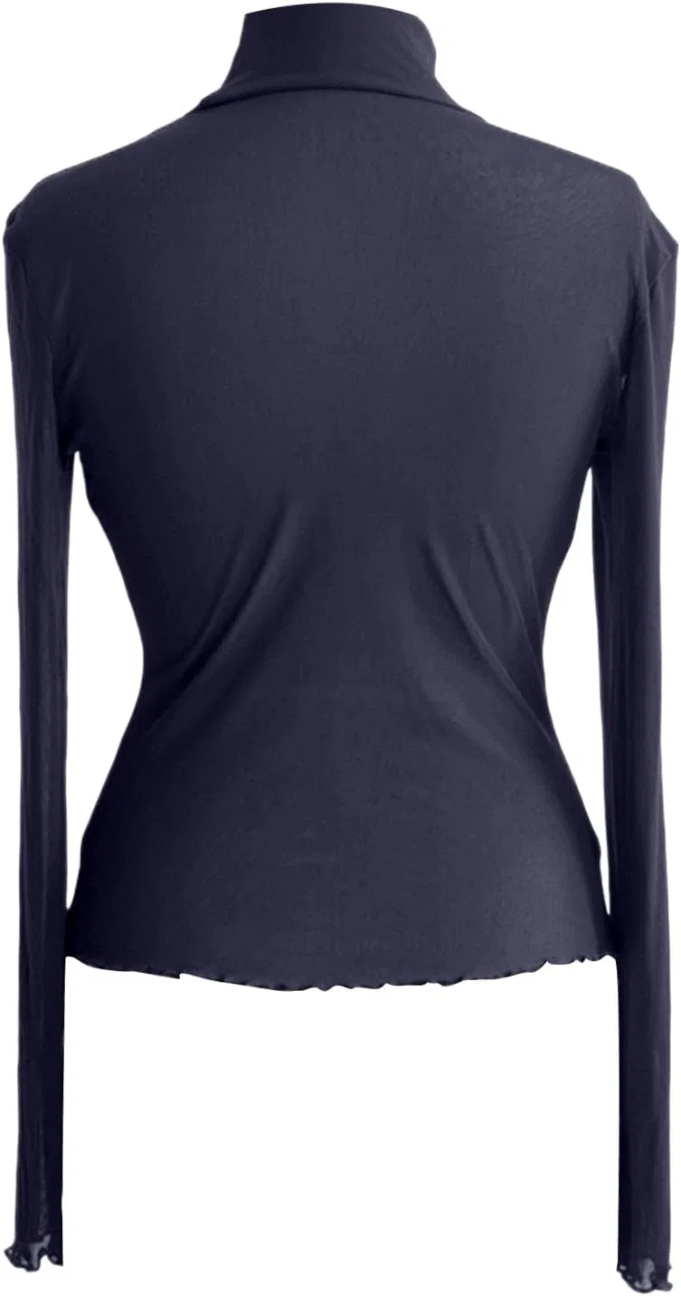 Блуза с кружевом, прозрачная из коллекции Spring-Summer 12, темно-синий — фото 3