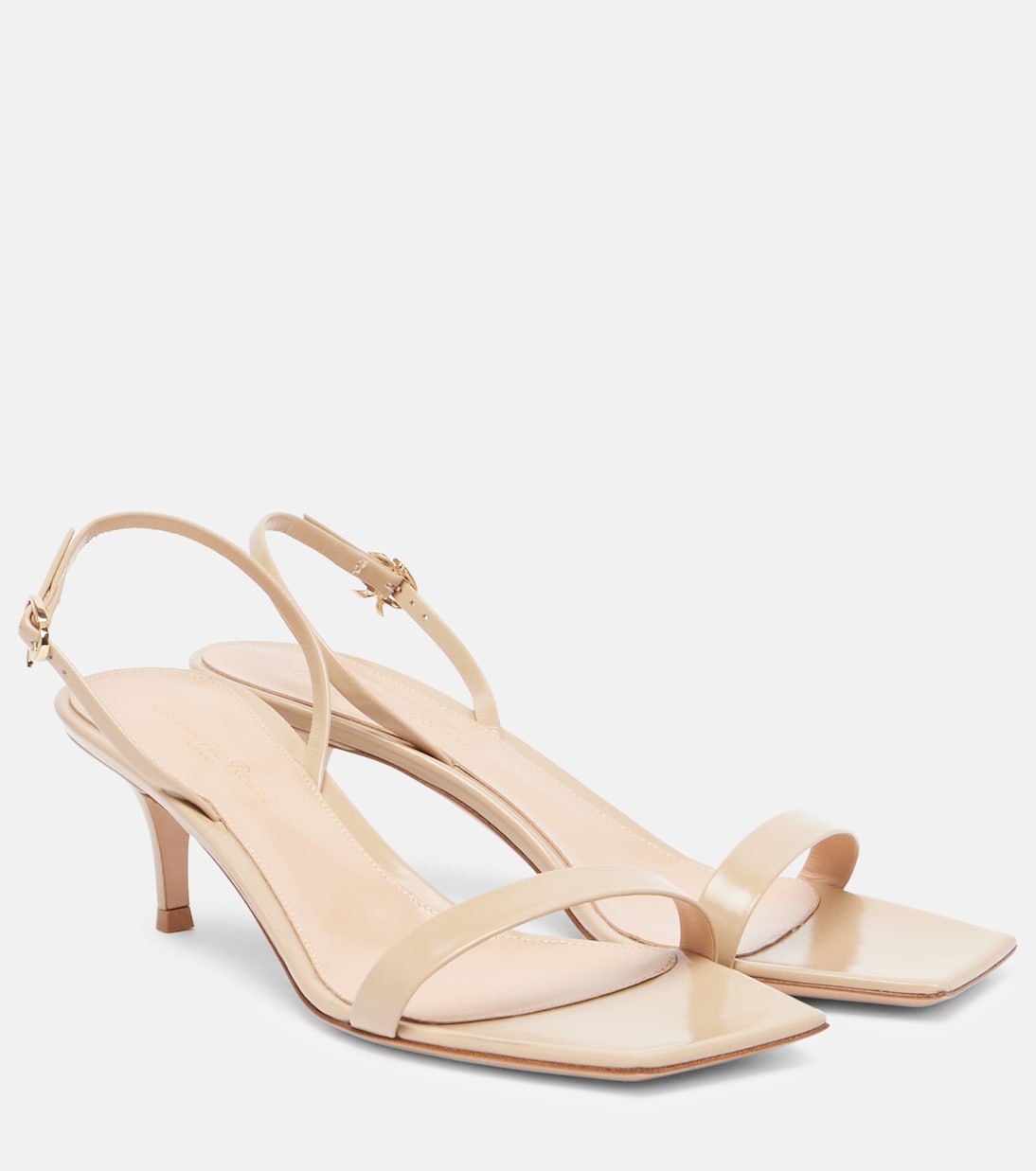 Лаковые сандалии с лентами Gianvito Rossi, песочный