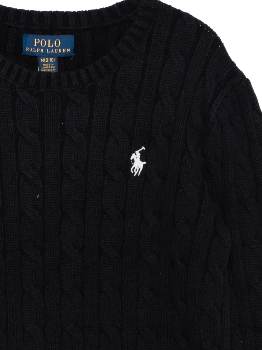 Свитер фактурной вязки с логотипом Polo Ralph Lauren Kids, синий — фото 3