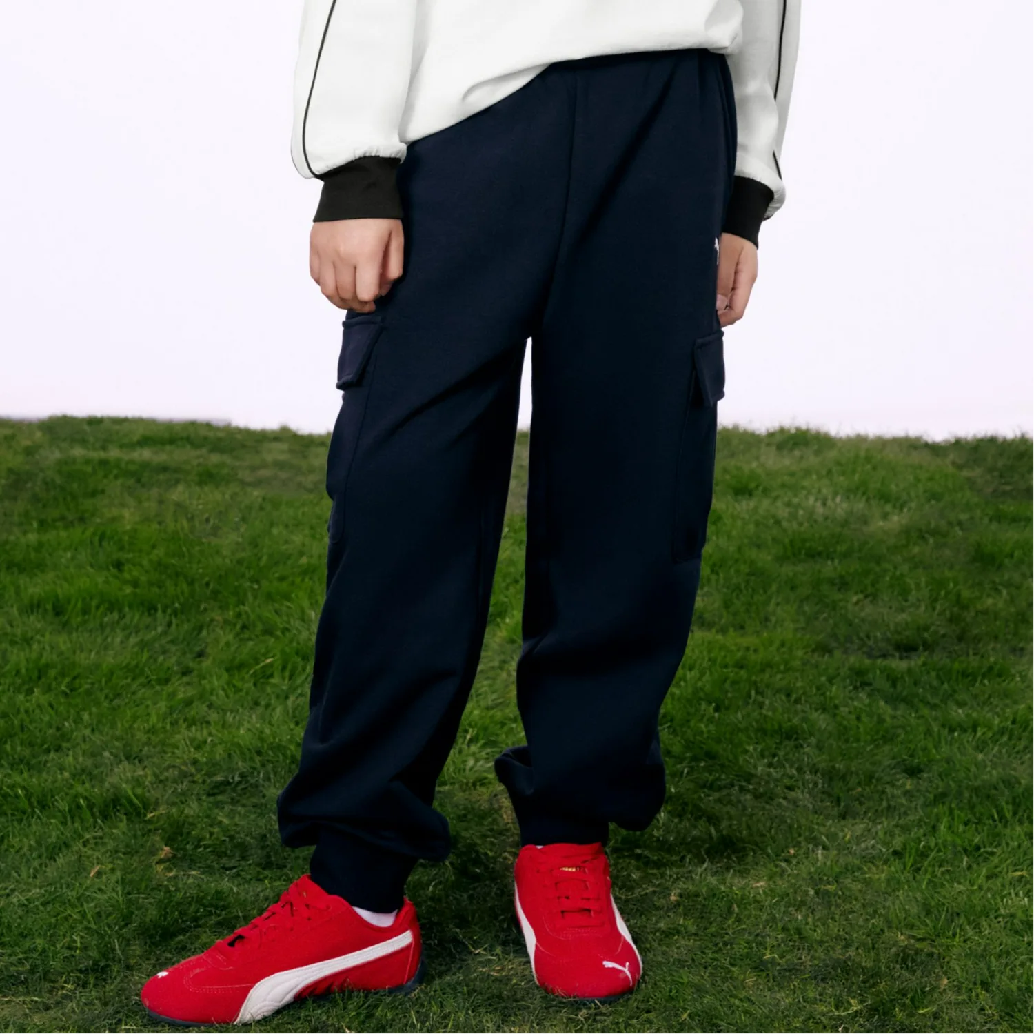 Детские вязаные тонкие спортивные штаны PUMA, черный — фото 4