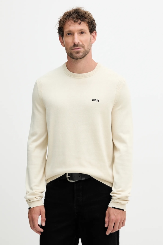 

Хлопковый свитер Boss Green, бежевый