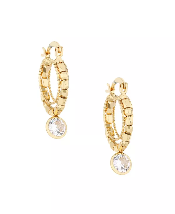 

Серьги-Кольца с кристаллами и бусинами Ettika, gold-plated