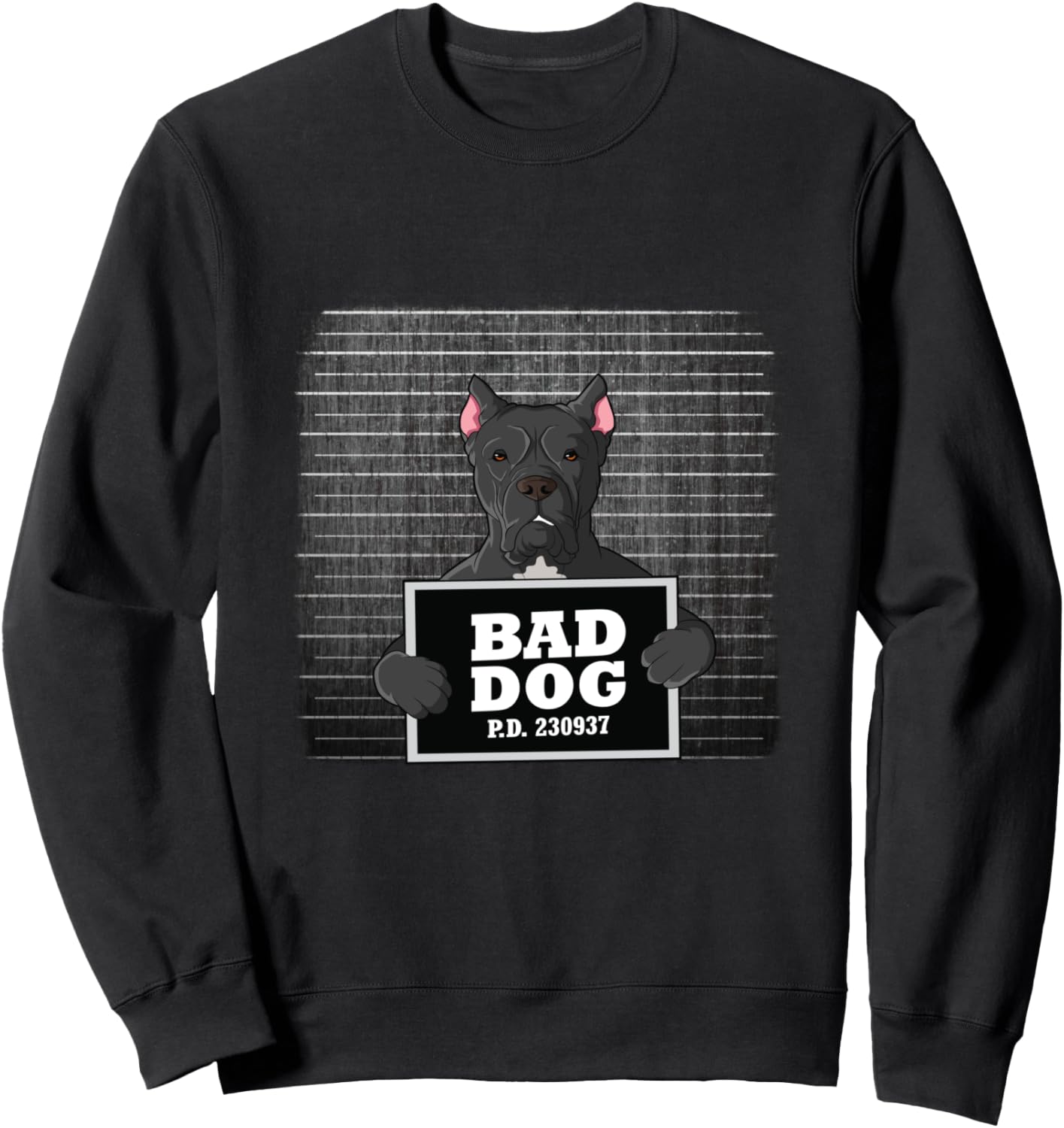 

Толстовка с изображением собаки породы Кане Корсо (признание вины) Bad Dog Mug Shot Cane Corso, черный