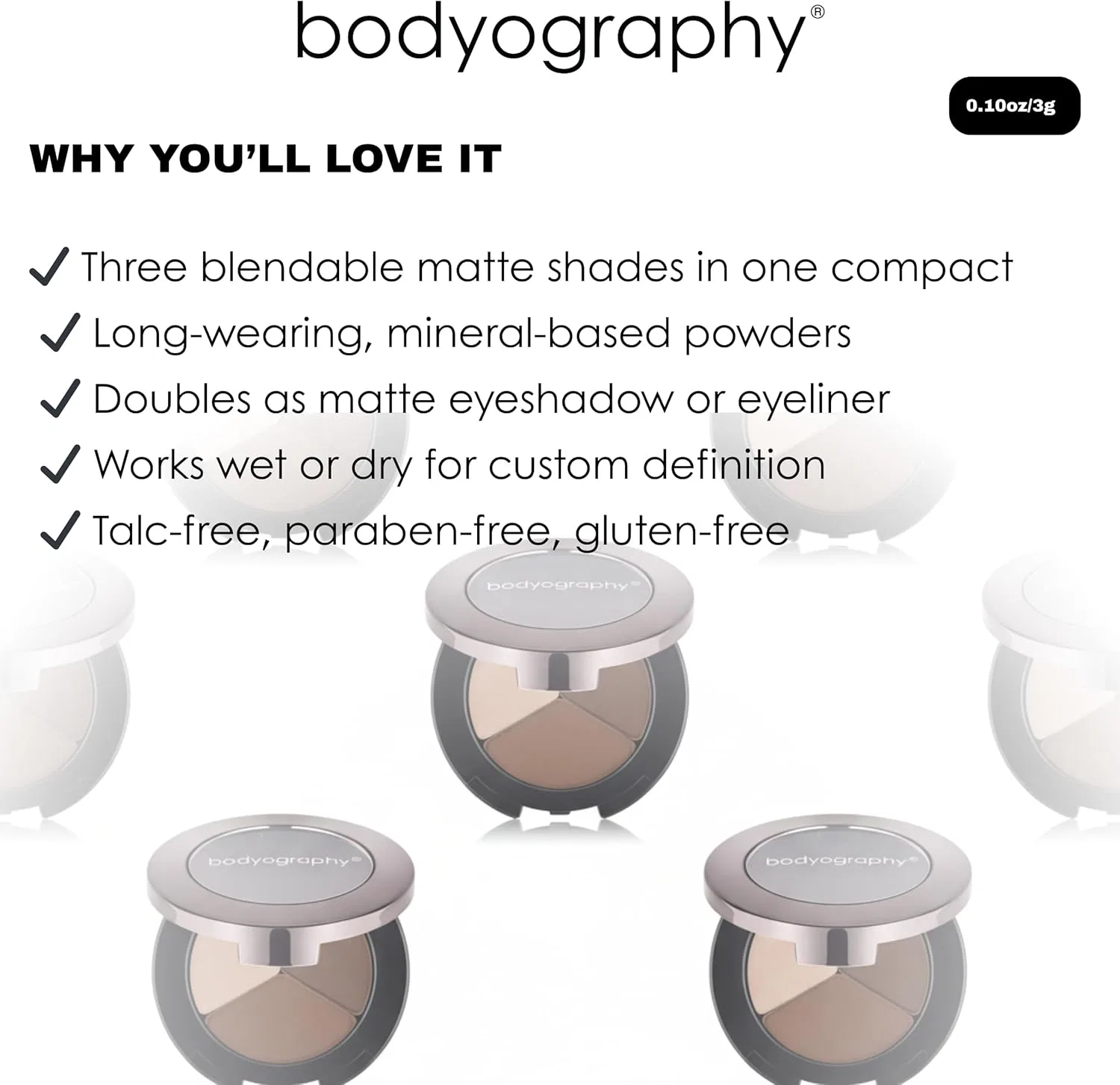 Набор для бровей Bodyography Brow Trio Essential, коричневый — фото 4